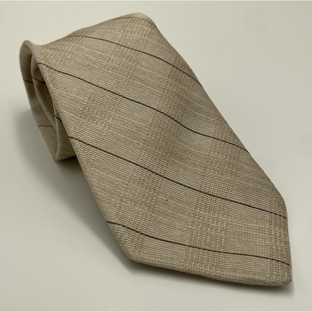 Valentino Men's 100% Silk Striped Necktie Beige *read*